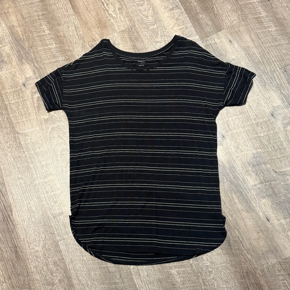 Daily Ritual Black and White Striped Short Sleeve Tee